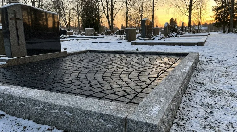 Гранитная брусчатка на могильном участке, образец ПМ005 в Сургуте