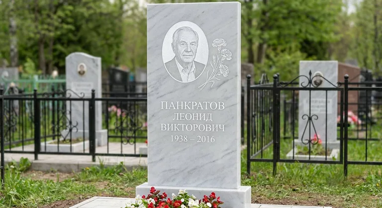 Памятник с гравировкой гвоздик — выполненная работа «Панкратов» в Сургуте