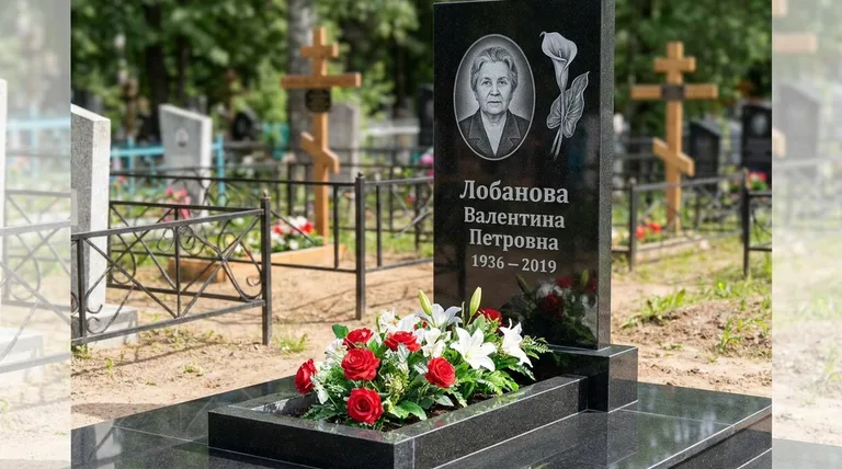 Памятник с гравировкой калл — выполненная работа «Лобанова» в Сургуте