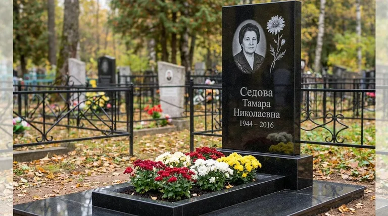 Памятник с гравировкой ромашек — выполненная работа «Седова» в Сургуте