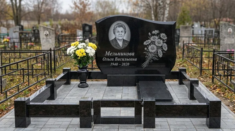 Памятник с гравировкой ромашек — выполненная работа «Мельникова» в Сургуте