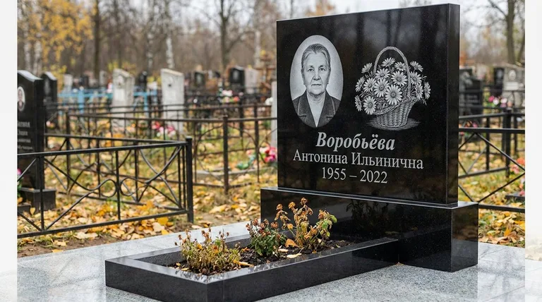 Памятник с гравировкой ромашек — выполненная работа «Воробьёва» в Сургуте