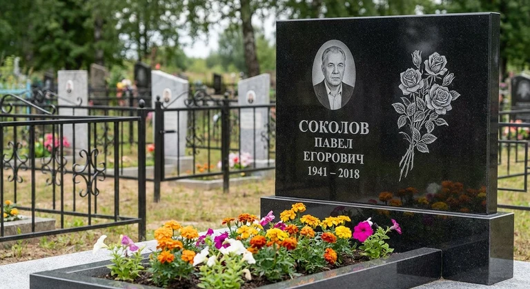 Гравировка роз на памятник в Сургуте — пример работы на граните