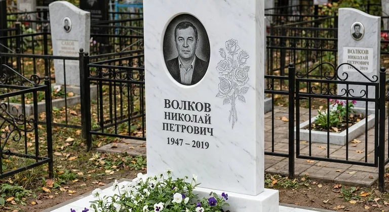 Памятник с гравировкой роз — выполненная работа «Волков» в Сургуте
