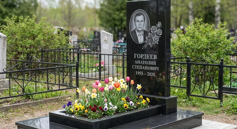 Памятник с гравировкой роз — выполненная работа «Гордеев» в Сургуте