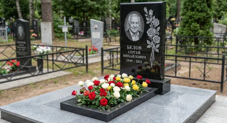 Гравировка цветов на памятник в Сургуте — розы на граните