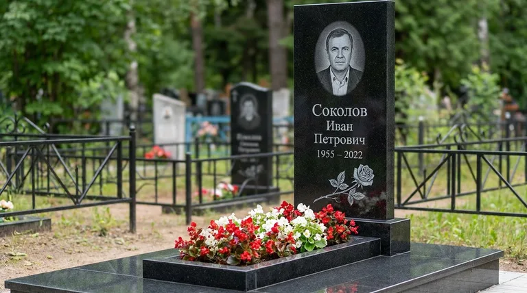 Памятник с гравировкой роз — выполненная работа «Соколов» в Сургуте