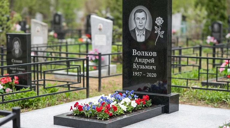 Памятник с гравировкой роз — выполненная работа «Волков» в Сургуте