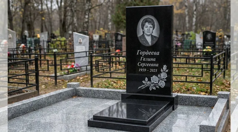 Памятник с гравировкой роз — выполненная работа «Гордеева» в Сургуте