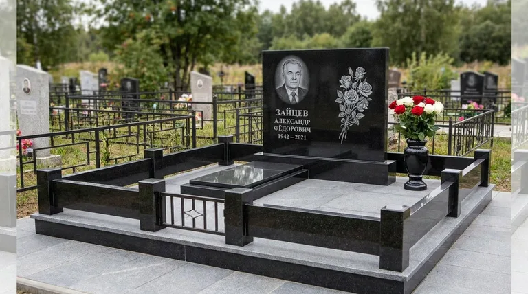 Памятник с гравировкой роз — выполненная работа «Зайцев» в Сургуте