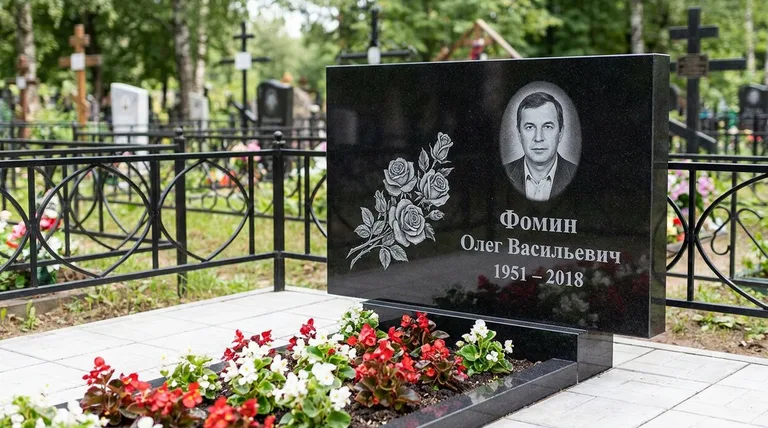 Памятник с гравировкой роз — выполненная работа «Фомин» в Сургуте