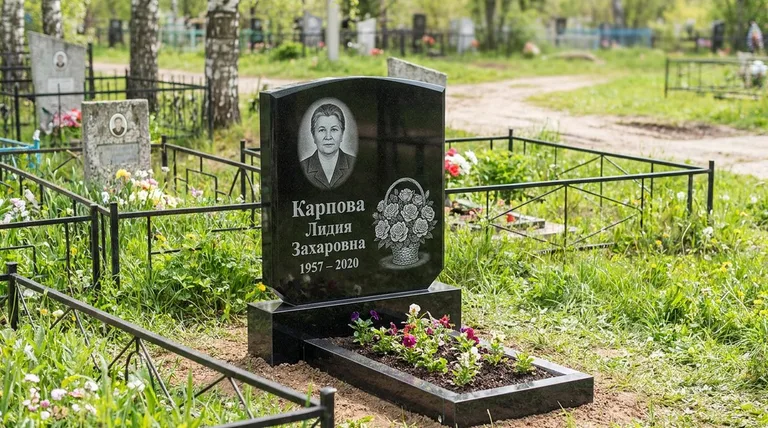 Памятник с гравировкой роз — выполненная работа «Карпова» в Сургуте