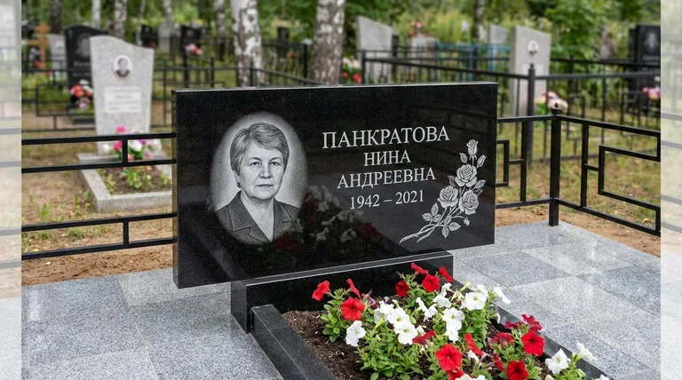Памятник с гравировкой роз — выполненная работа «Панкратова» в Сургуте