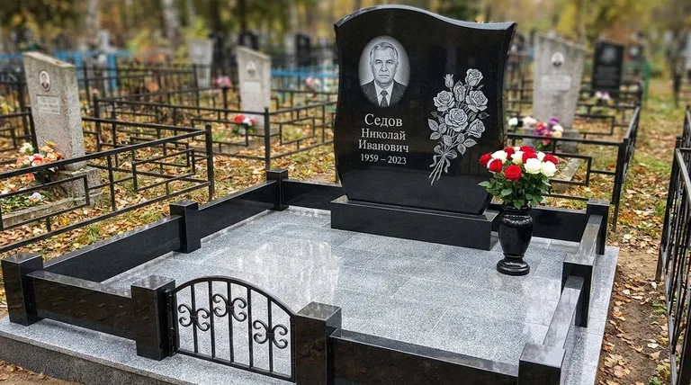 Памятник с гравировкой роз — выполненная работа «Седов» в Сургуте