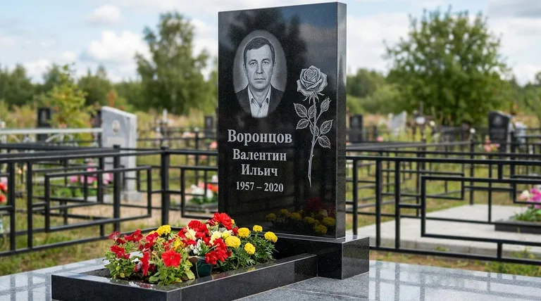 Памятник с гравировкой роз — выполненная работа «Воронцов» в Сургуте