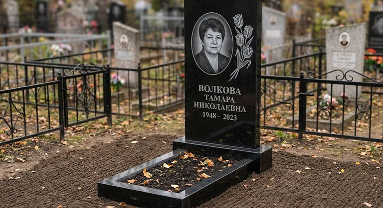Памятник с гравировкой тюльпанов — выполненная работа «Волкова» в Сургуте