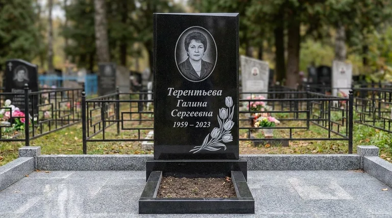 Памятник с гравировкой тюльпанов — выполненная работа «Терентьева» в Сургуте