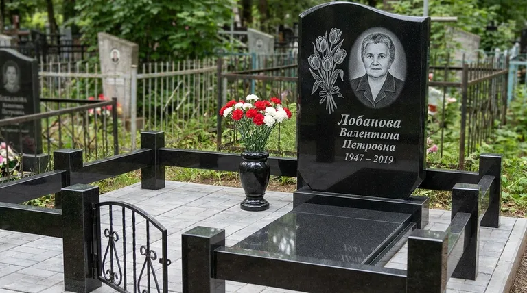 Памятник с гравировкой тюльпанов — выполненная работа «Лобанова» в Сургуте