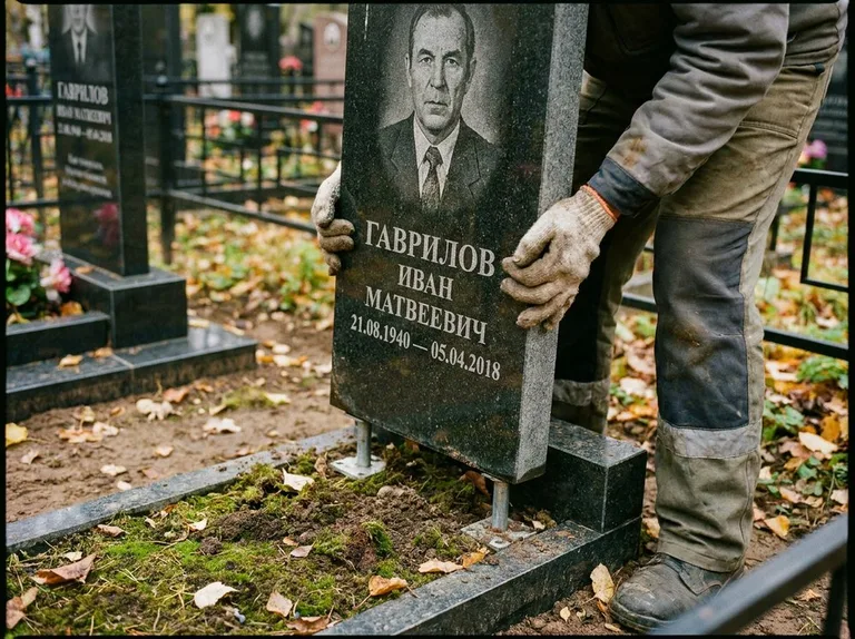 Демонтаж гранитного памятника (стелы) с могилы в Сургуте