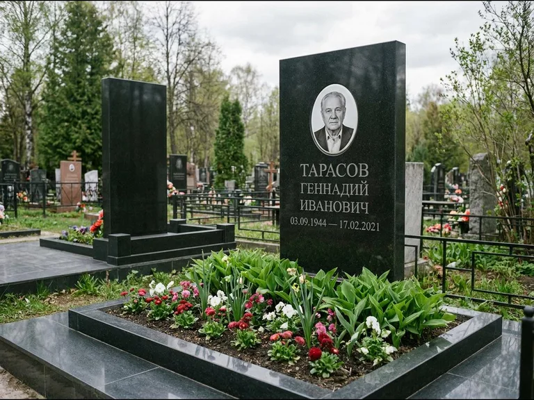 Керамический портрет на габбро-диабазе в Сургуте