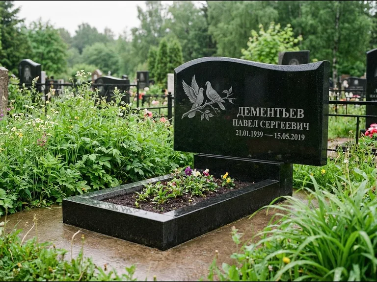 Памятник с гравировкой голубей — гравировка голубей, работа «Дементьев» в Сургуте