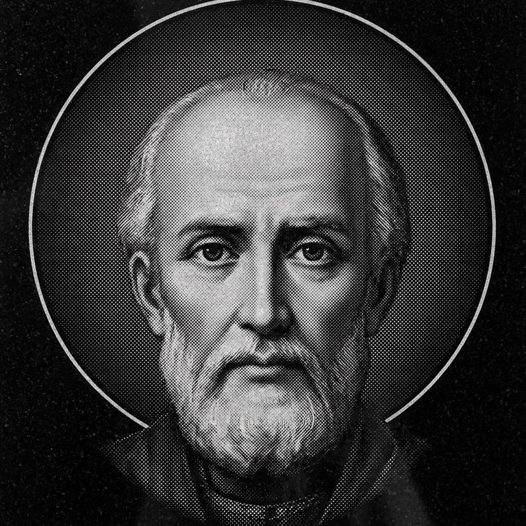 Эскиз иконы: Николай Чудотворец (полутон) — объёмный лик святителя, гравировка на памятник в Сургуте
