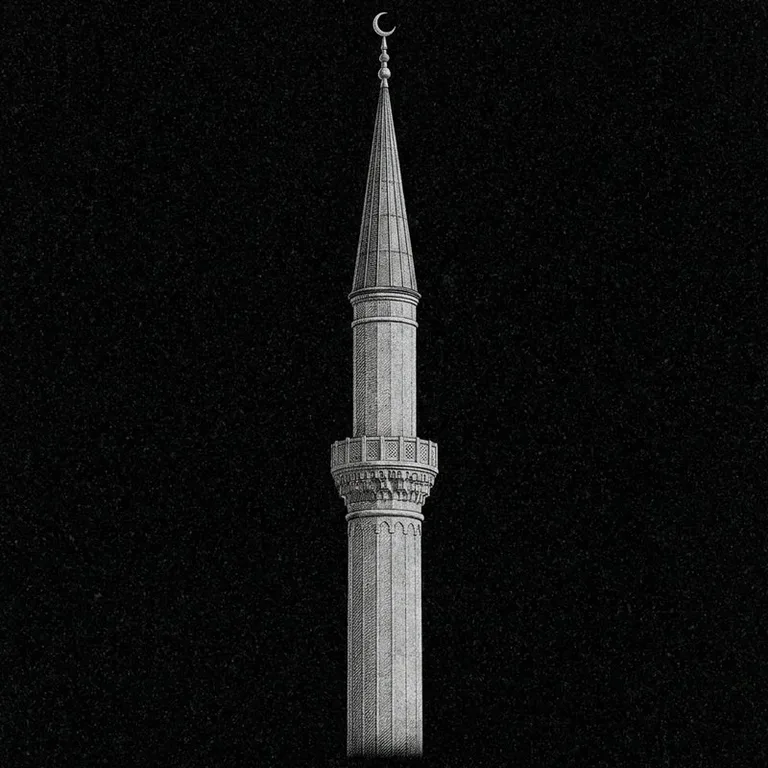 Эскиз: Минарет (фотореализм) — одиночный минарет с полумесяцем в Сургуте