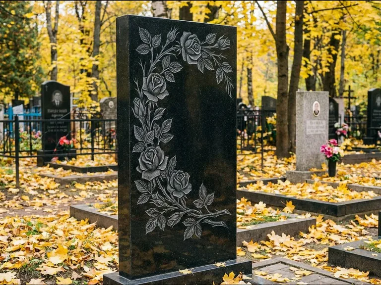 Цветы и орнамент — гравировка с выездом на кладбище в Сургуте