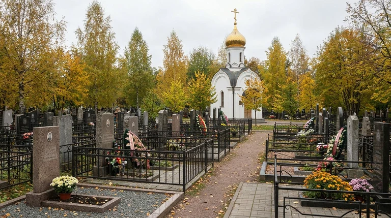 Гранитный памятник на участке Шушарского кладбища в посёлке Шушары, Санкт-Петербург