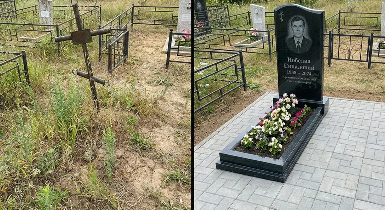 Памятник под ключ: запущенная могила до и ухоженный мемориал после в Сургуте