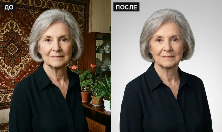 Ретушь фото на памятник — замена фона: до и после в Сургуте