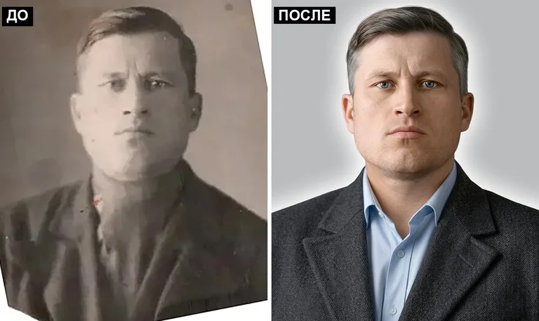 Ретушь фото на памятник — замена одежды: до и после в Сургуте