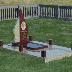 Комбинированный вертикальный памятник с мемориальным комплексом П018
