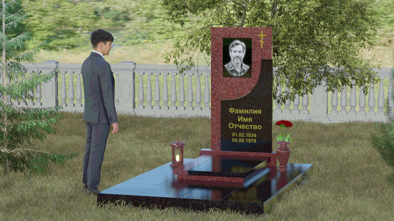 Пример дизайна: Гранитная стела с православным крестом