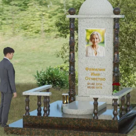 Комбинированный вертикальный памятник для одного - П072