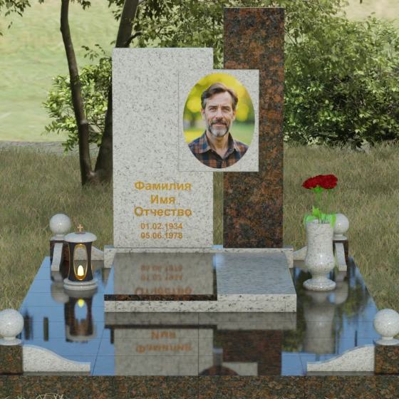 Многоуровневый гранитный памятник, гранит Мансуровский, вид 2