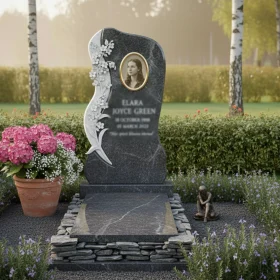 Вертикальный гранитный памятник ПН138 с мемориальным комплексом - ПН138