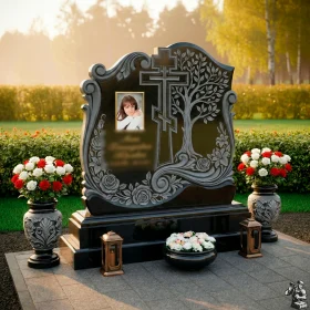 Элитный православный памятник с крестом ПН144 из гранита - ПН144