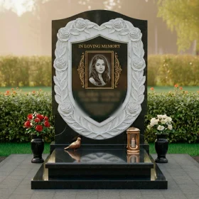 Элитный гранитный вертикальный памятник ПН147 - ПН147