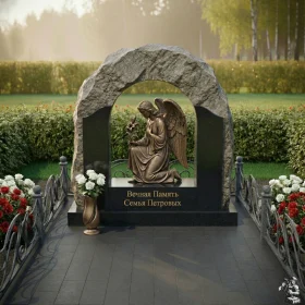 Элитный комбинированный памятник ПН160 для семейного склепа - ПН160