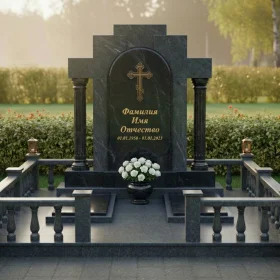 Элитный православный вертикальный гранитный памятник с крестом - ПН192