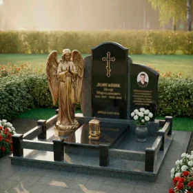 Элитный комбинированный православный памятник с крестом - ПН193