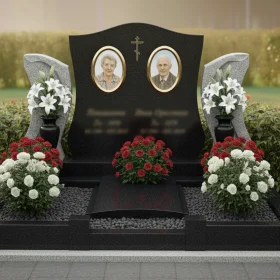 Гранитный вертикальный памятник с крестом - ПН199