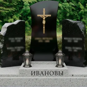 Гранитный памятник на двоих с крестом - ПН212