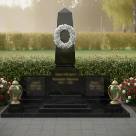 Гранитный светский памятник с мемориальным комплексом - ПН213
