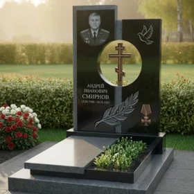 Элитный гранитный памятник с крестом - ПН329