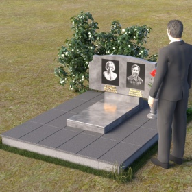 Памятник горизонтальный одиночный/двойной из Гранита или мрамора - ПГ046