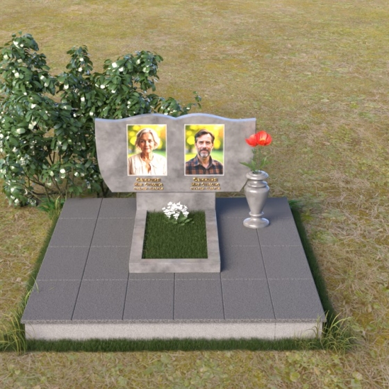 Гранитная стела с волнообразными изгибами, мрамор Тассос, вид 3