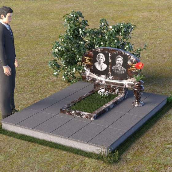 Гранитный овальный памятник с постаментом