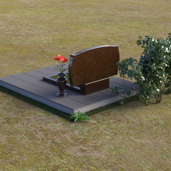 Горизонтальный монумент с волнообразным верхом, гранит Дымовский, вид 4